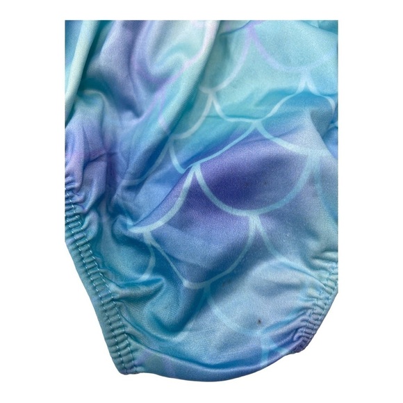 Handmade Little Girls Mermaid Blue Purple 2 PC Bikini Swimsuit - Picture 6 of 11